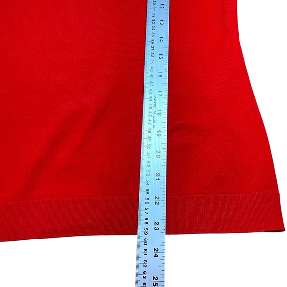 MONDI 100% Merino Wool Red Long Sleeve Sweater Tie Neckline MADE IN W. GERMANY - Picture 7 of 11